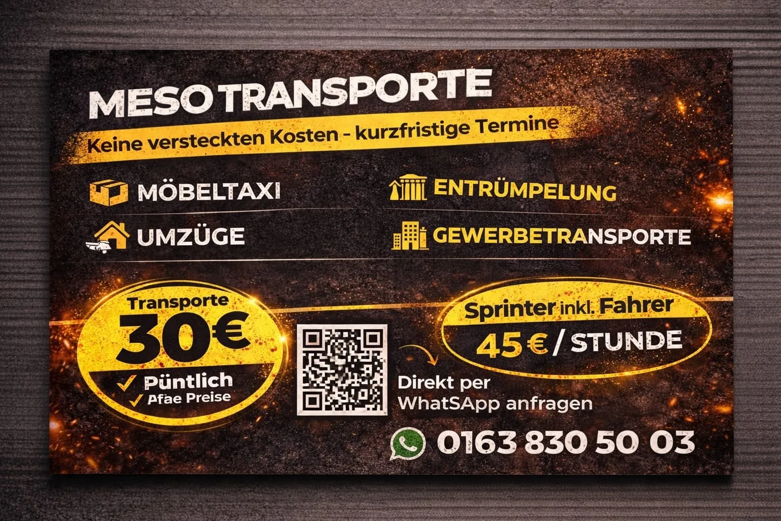 Meso Transporte Visitenkarte Rückseite